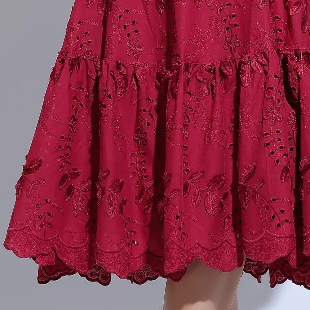 Conjunto Feminino Richelieu 3D Vermelho Bordado Luma