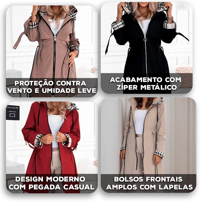 Casaco Cambridge™ com Recortes Urbanos e Detalhes Premium / Um Toque Britânico no Seu Visual de Inverno!