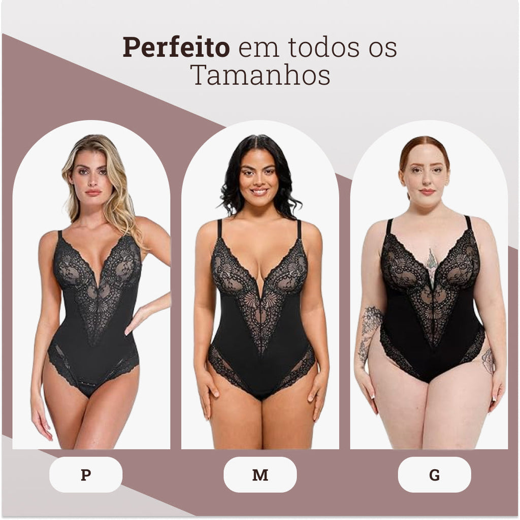 Body Modelador de Renda - Luxo Slim + Brinde Calcinha Modeladora