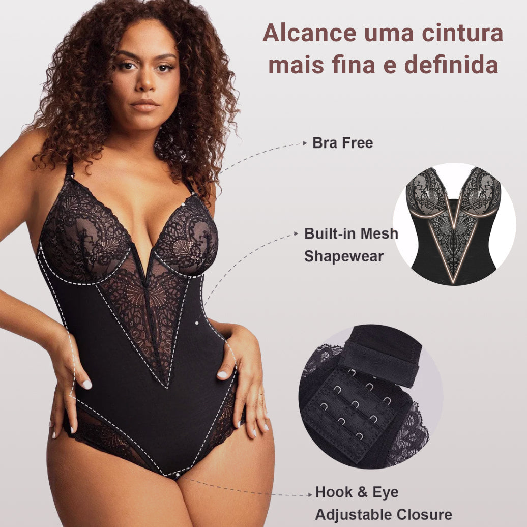 Body Modelador de Renda - Luxo Slim + Brinde Calcinha Modeladora