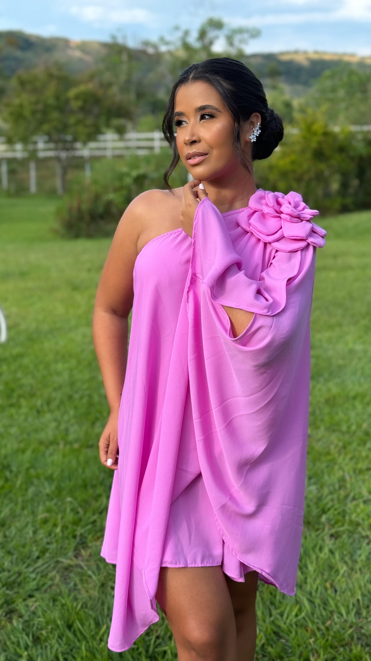 Vestido Mia- Ombro Só Flor Chifon