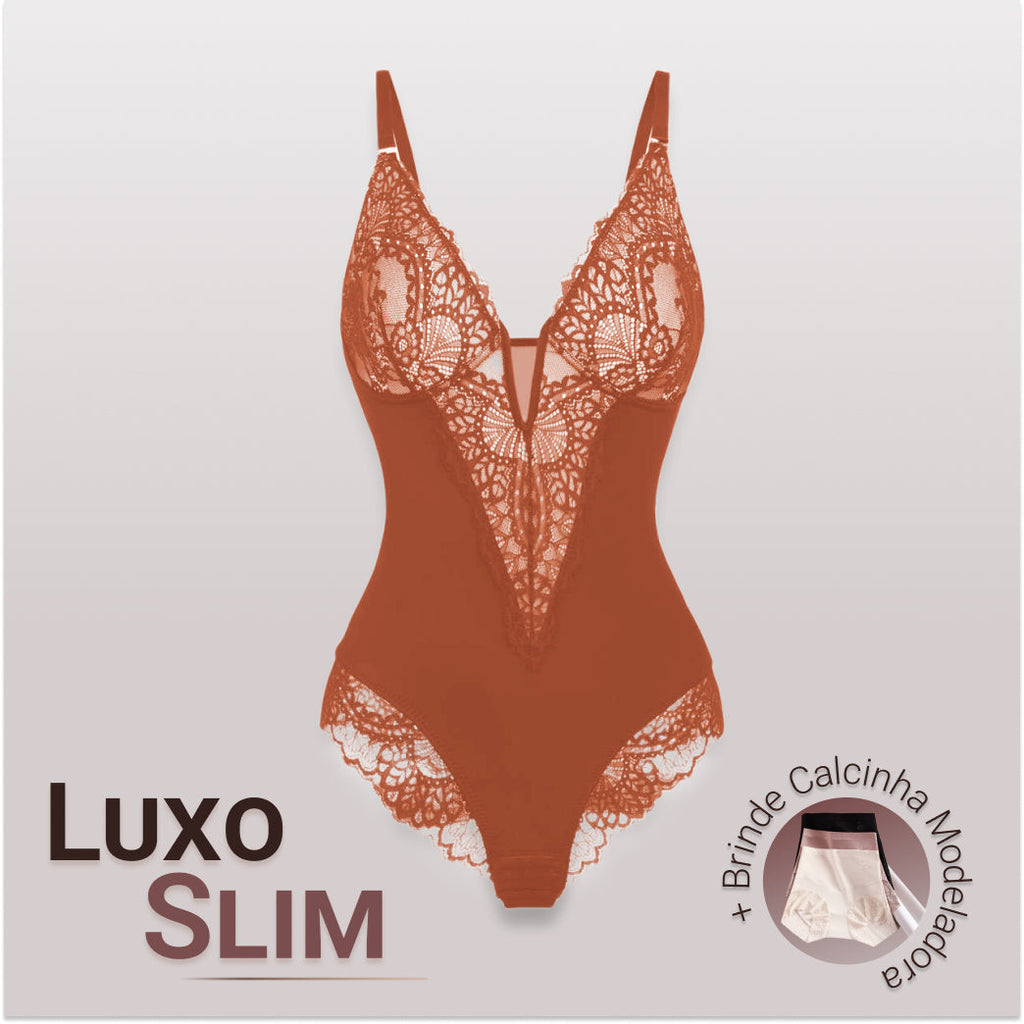 Body Modelador de Renda - Luxo Slim + Brinde Calcinha Modeladora