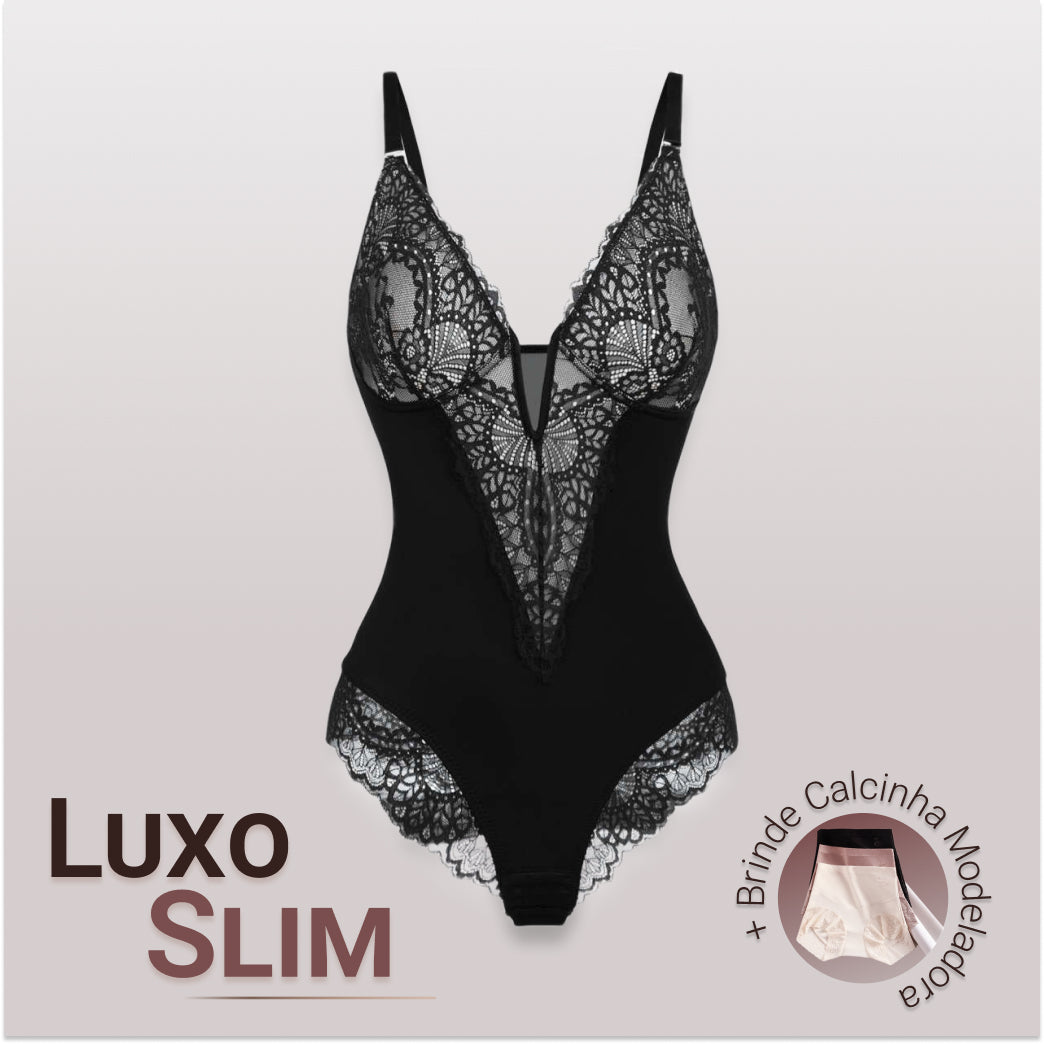 Body Modelador de Renda - Luxo Slim + Brinde Calcinha Modeladora