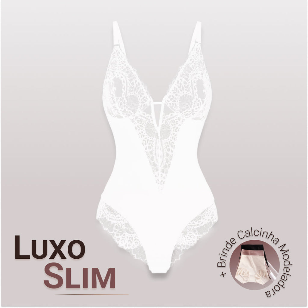 Body Modelador de Renda - Luxo Slim + Brinde Calcinha Modeladora