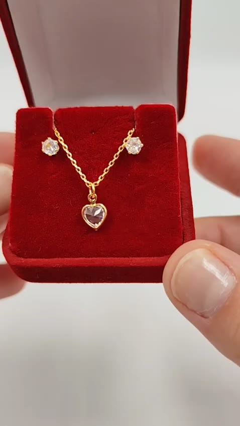 (BRINDE) Colar Feminino Delicado + Brincos e Pingente Ponto de Luz