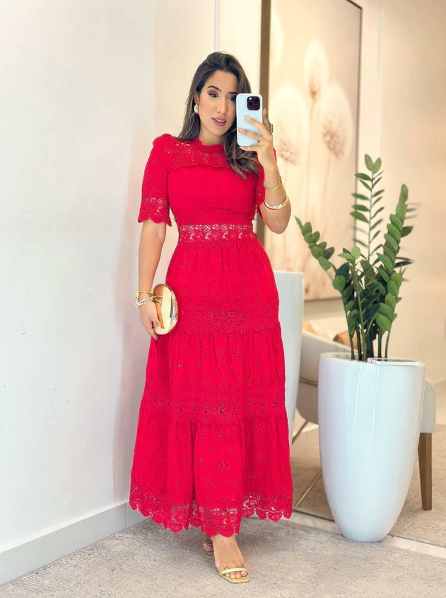 Vestido Laser Com Guipir